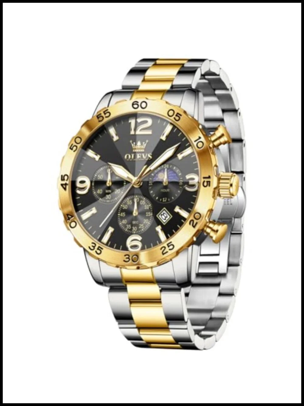 Men's Luxury Chronograph Watch Stainless Steel Waterproof Dress